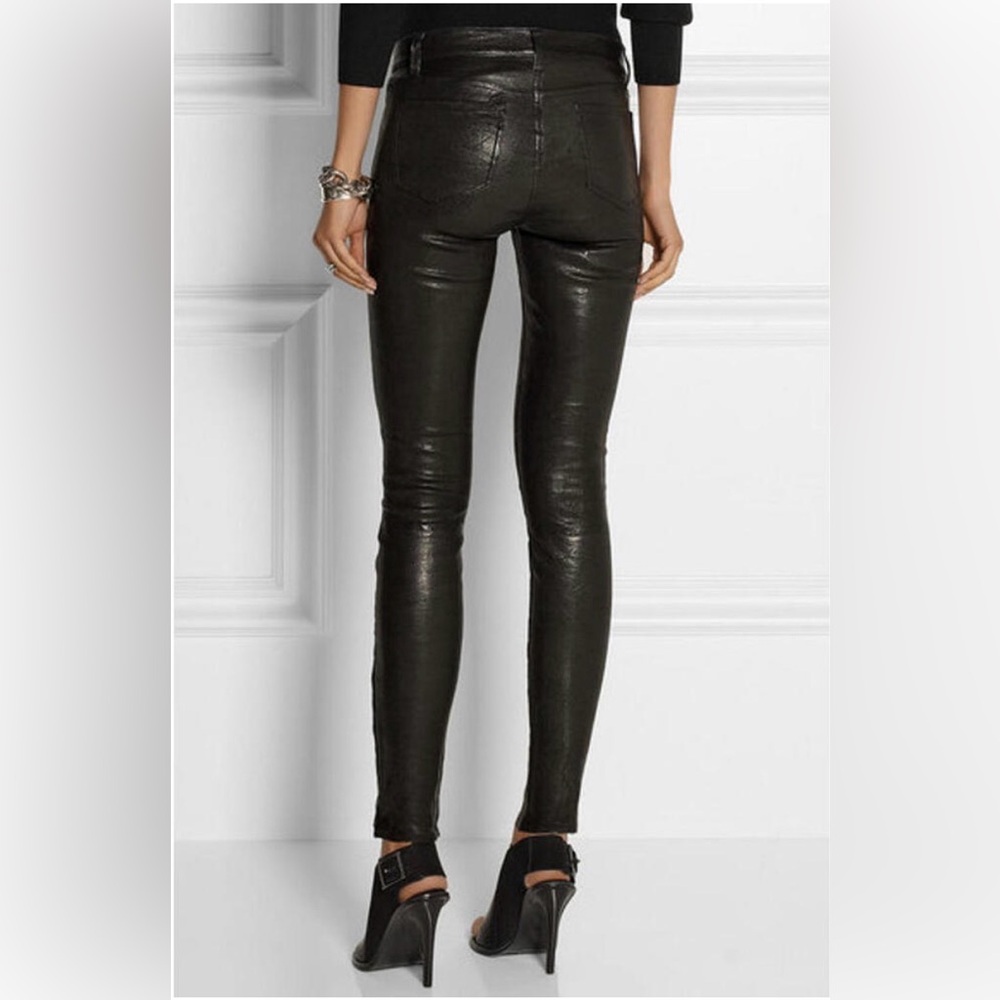 J Brand Black Leather L8001 Skinny Pants with ankle zip, Size 26 - Picture 2 of 15